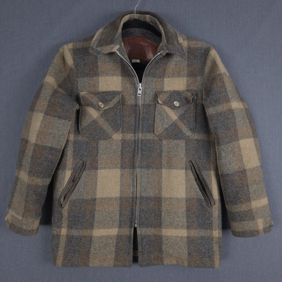 Woolrich Other - Woolrich Heavyweight Flannel Coat Mens Medium Wool Blend Sherpa Lined‎ Full Zip